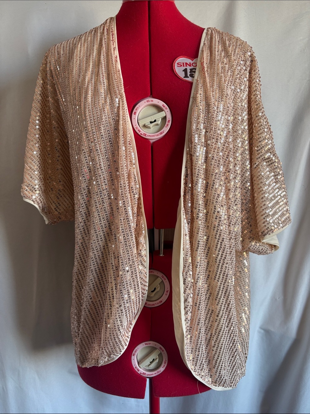 Sequined Open-Front Cardigan - Blush
